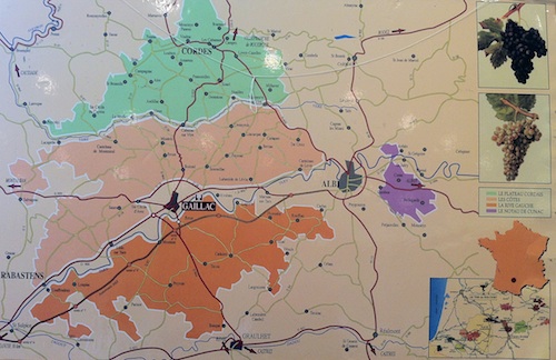 Mapa vitivinícola de AOC Gaillac